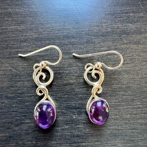 Elegant Purple Stone Dangle Earrings
